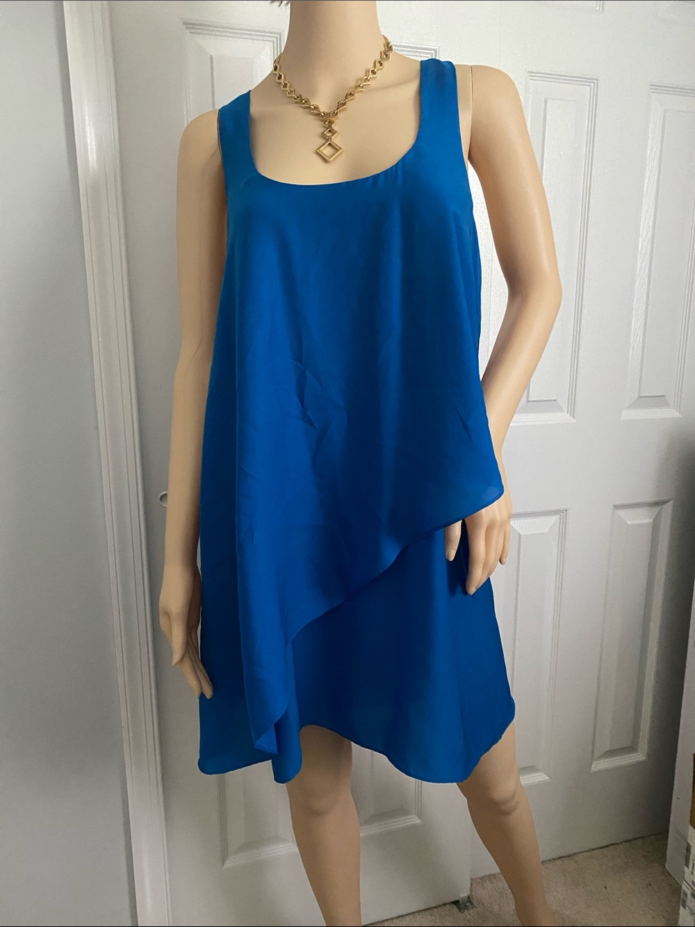 silence + noise Bright Blue Asymmetrical Layered Sleeveless Dress